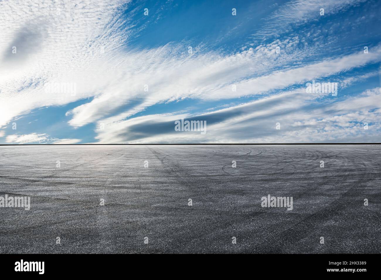 Empty asphalt road ground under blue sky Stock Photo - Alamy