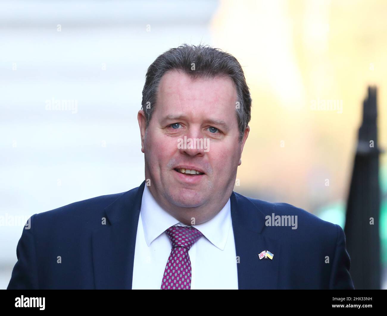 London, UK, 8th March 2022. Leader of the House of Commons Mark Spencer arriving for the weekly Cabinet Meeting at No 10 Downing Street Stock Photo