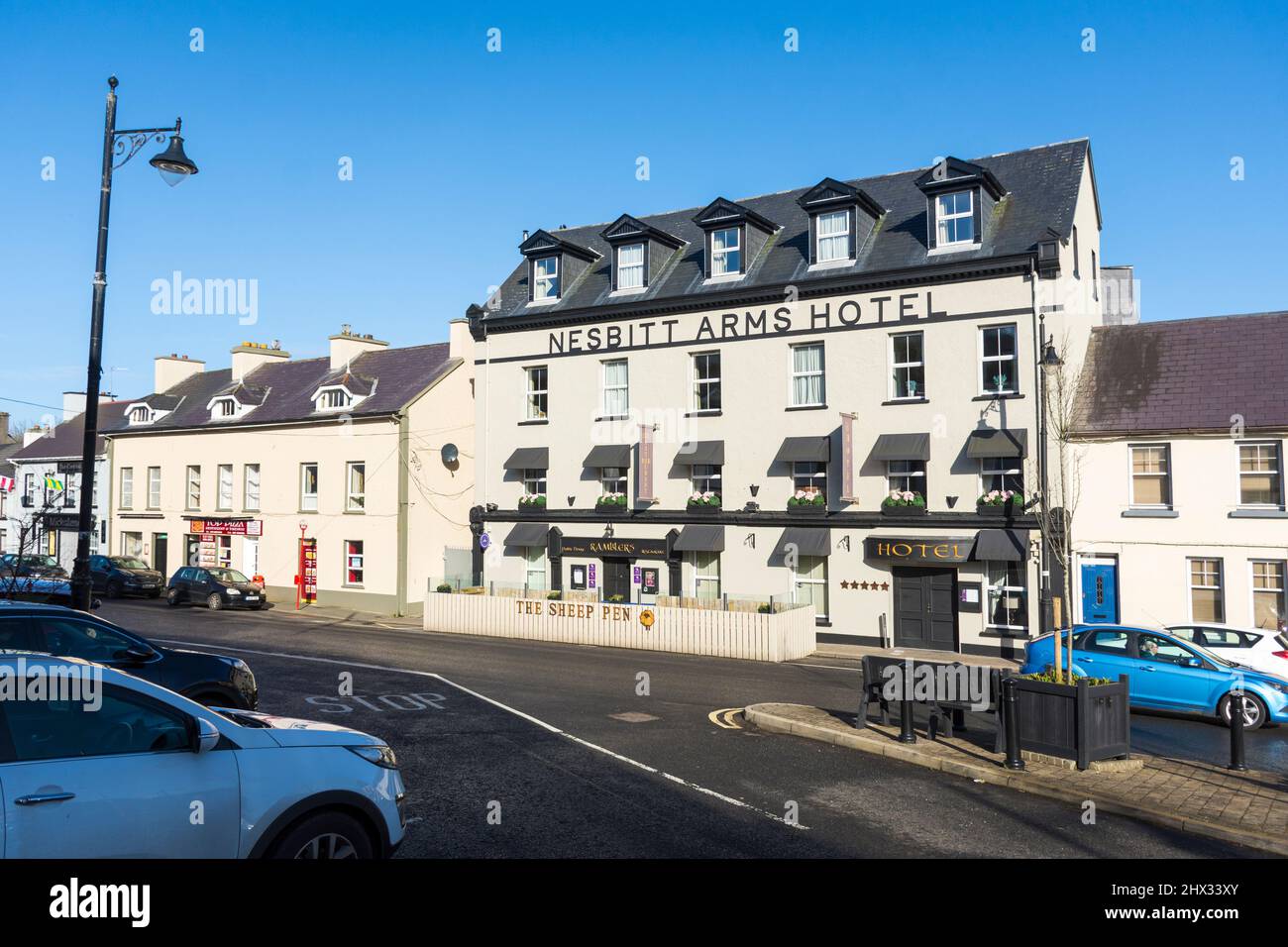 Nesbitt Arms Hotel frontage in Ardara. County Donegal, Ireland Stock Photo