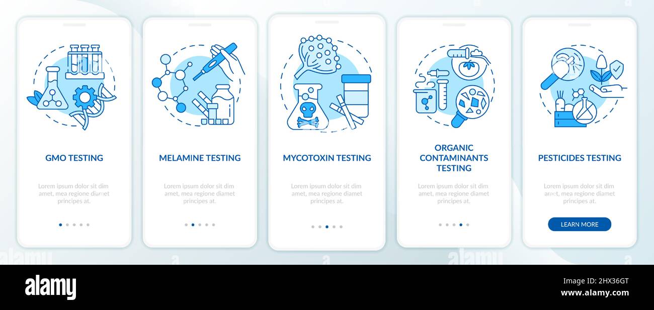 Nutritional analysis blue onboarding mobile app screen Stock Vector
