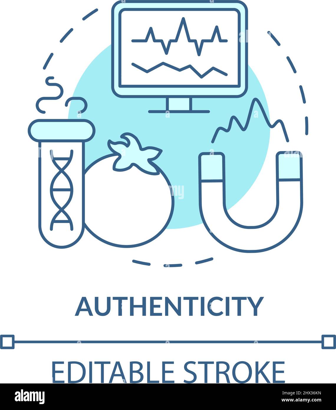 Authenticity turquoise concept icon Stock Vector