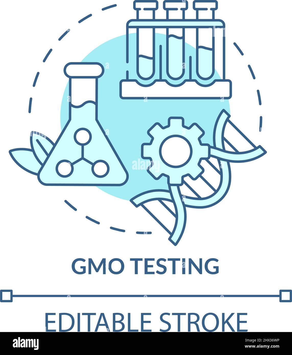 GMO testing turquoise concept icon Stock Vector