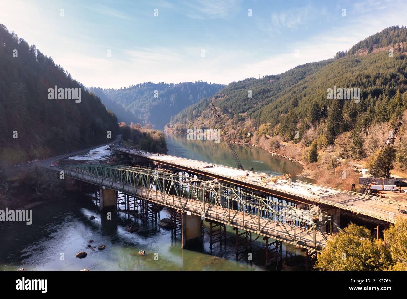 Elevated bridge replacement work hires stock photography and images