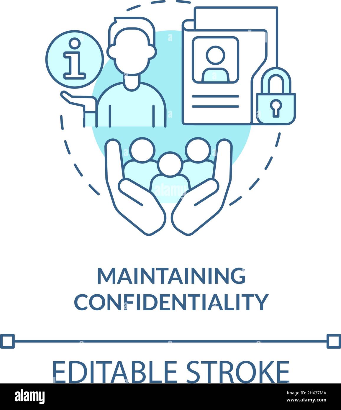 Maintaining confidentiality turquoise concept icon Stock Vector