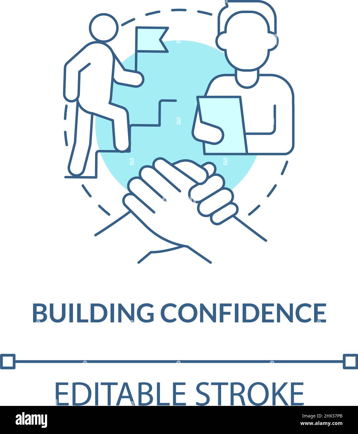 Building confidence turquoise concept icon Stock Vector