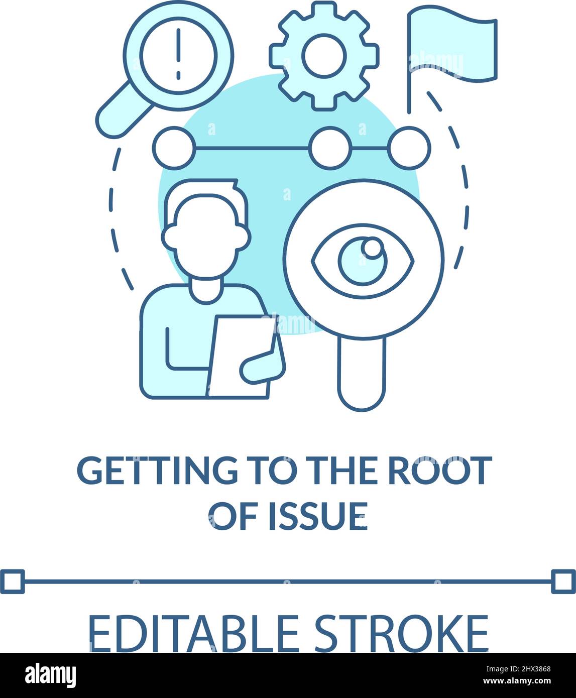 Getting to root of issue turquoise concept icon Stock Vector Image ...