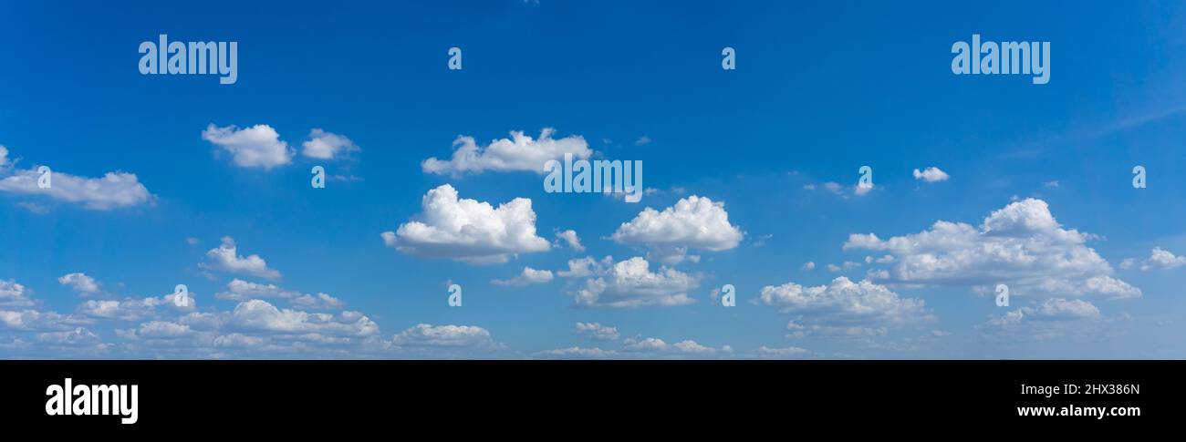 Panoramic photo of blue sky background with white clouds floating Stock ...