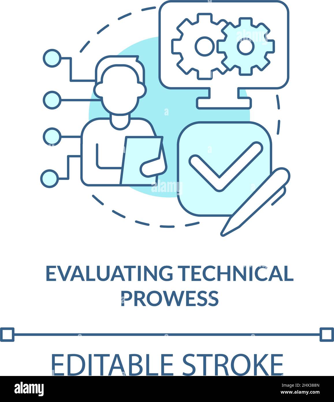 Evaluating technical prowess turquoise concept icon Stock Vector Image ...
