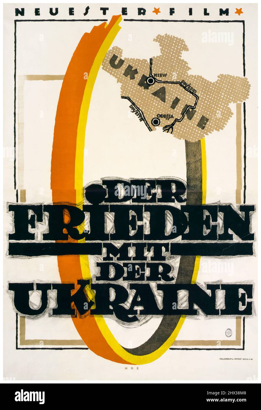 Der Frieden mit der Ukraine (Peace with Ukraine), WW1 German Movie Poster by Hans Rudi Erdt, 1918 Stock Photo