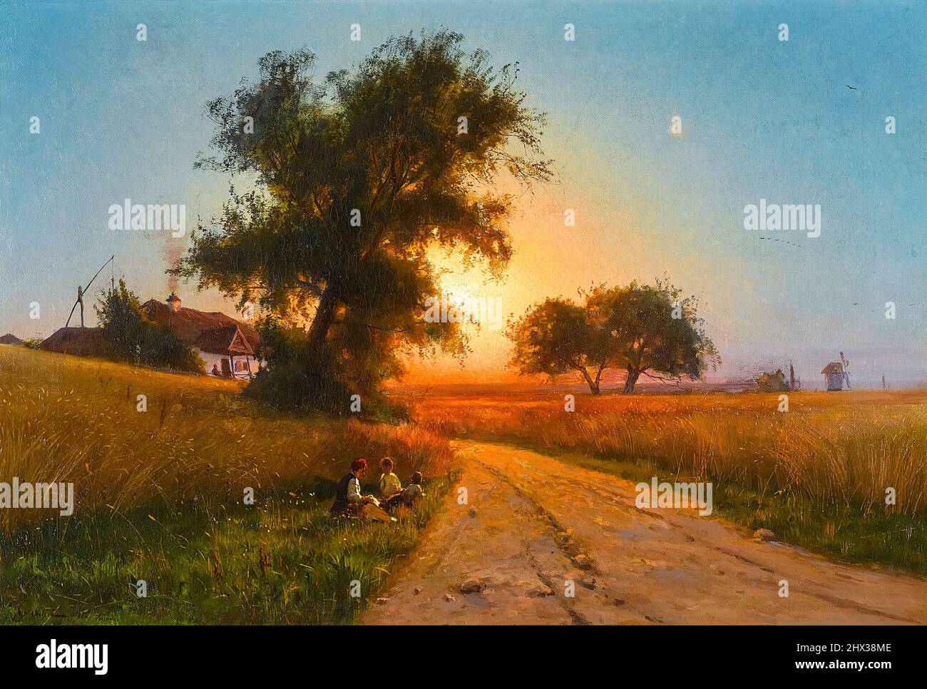 On a Late Summer's Evening, Ukraine, oil on canvas landscape painting by Iosif Evstafevich Krachkovsky, 1888 Stock Photo