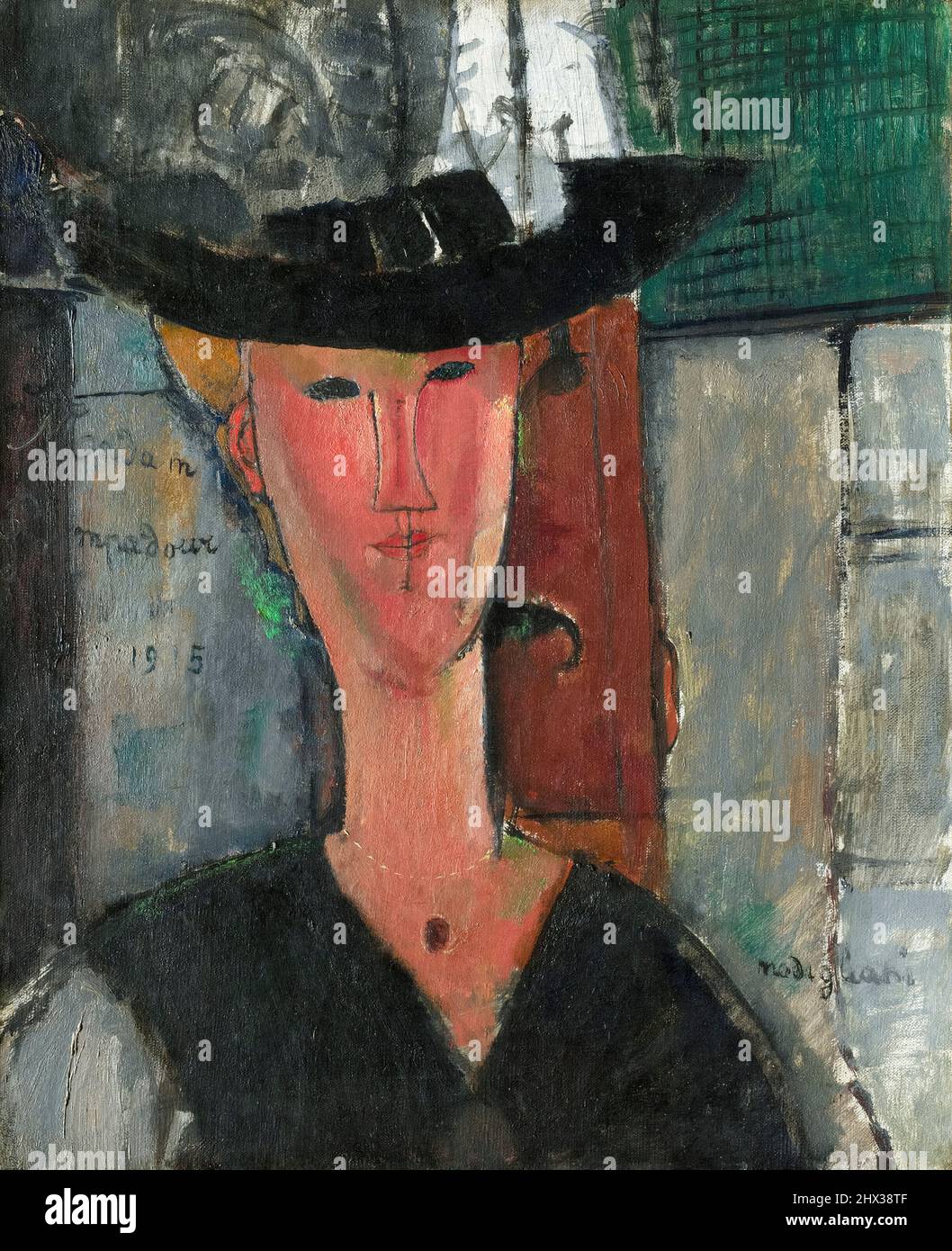 Amedeo Modigliani, Madam Pompadour, portrait painting in oil on canvas ...