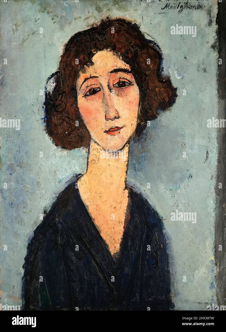Jeune Femme (Totote de La Gaîté), oil on canvas portrait painting by Amedeo Modigliani, circa 1917 Stock Photo