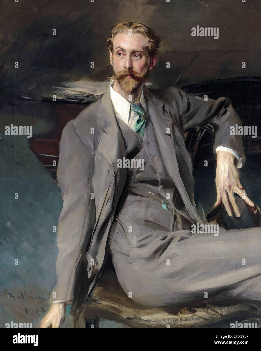 Portrait of the artist, Lawrence Alexander ('Peter') Harrison, (1866–1937), oil on canvas painting by Giovanni Boldini, 1902 Stock Photo