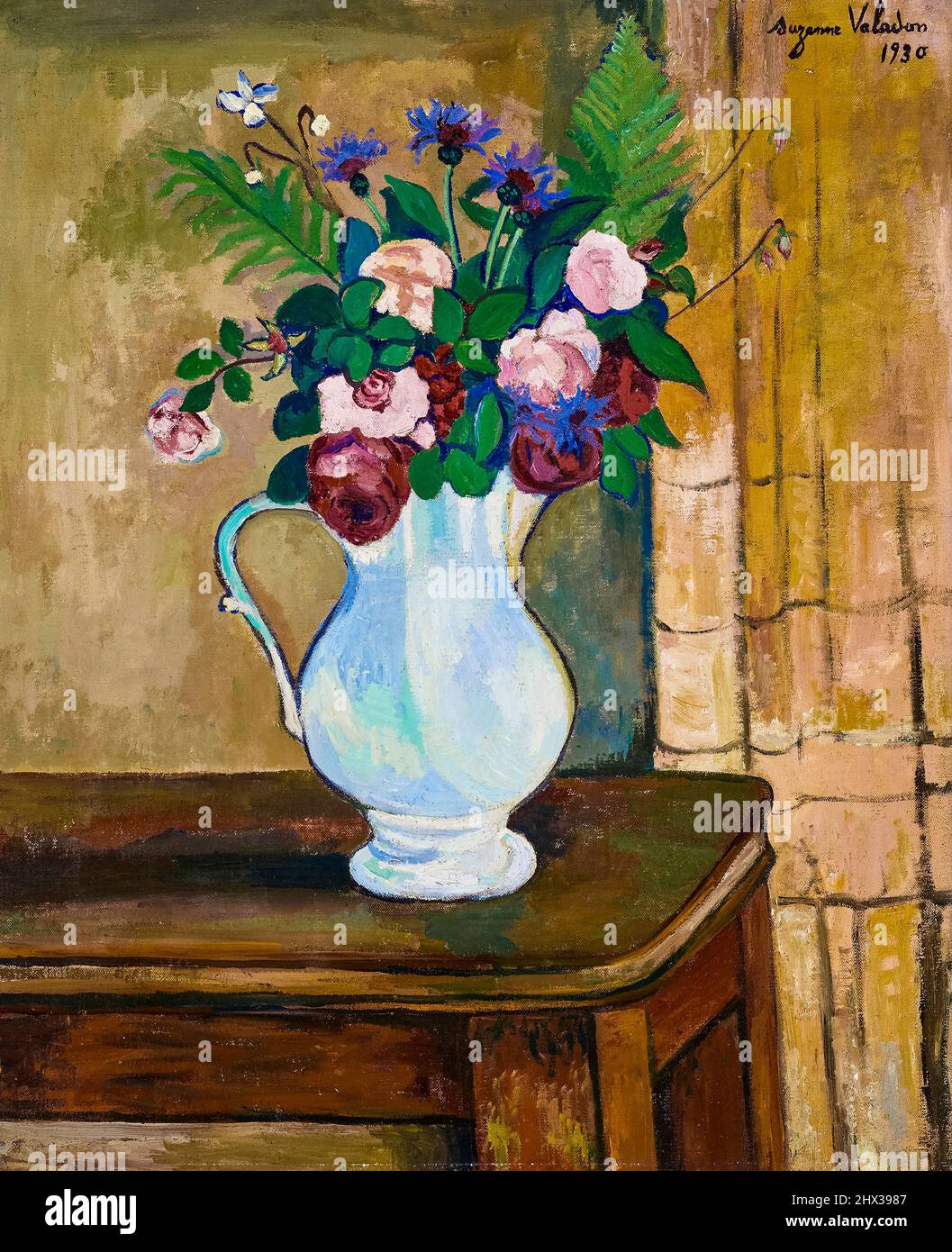 Suzanne Valadon, Bouquet de roses bleuets et fougères, still life