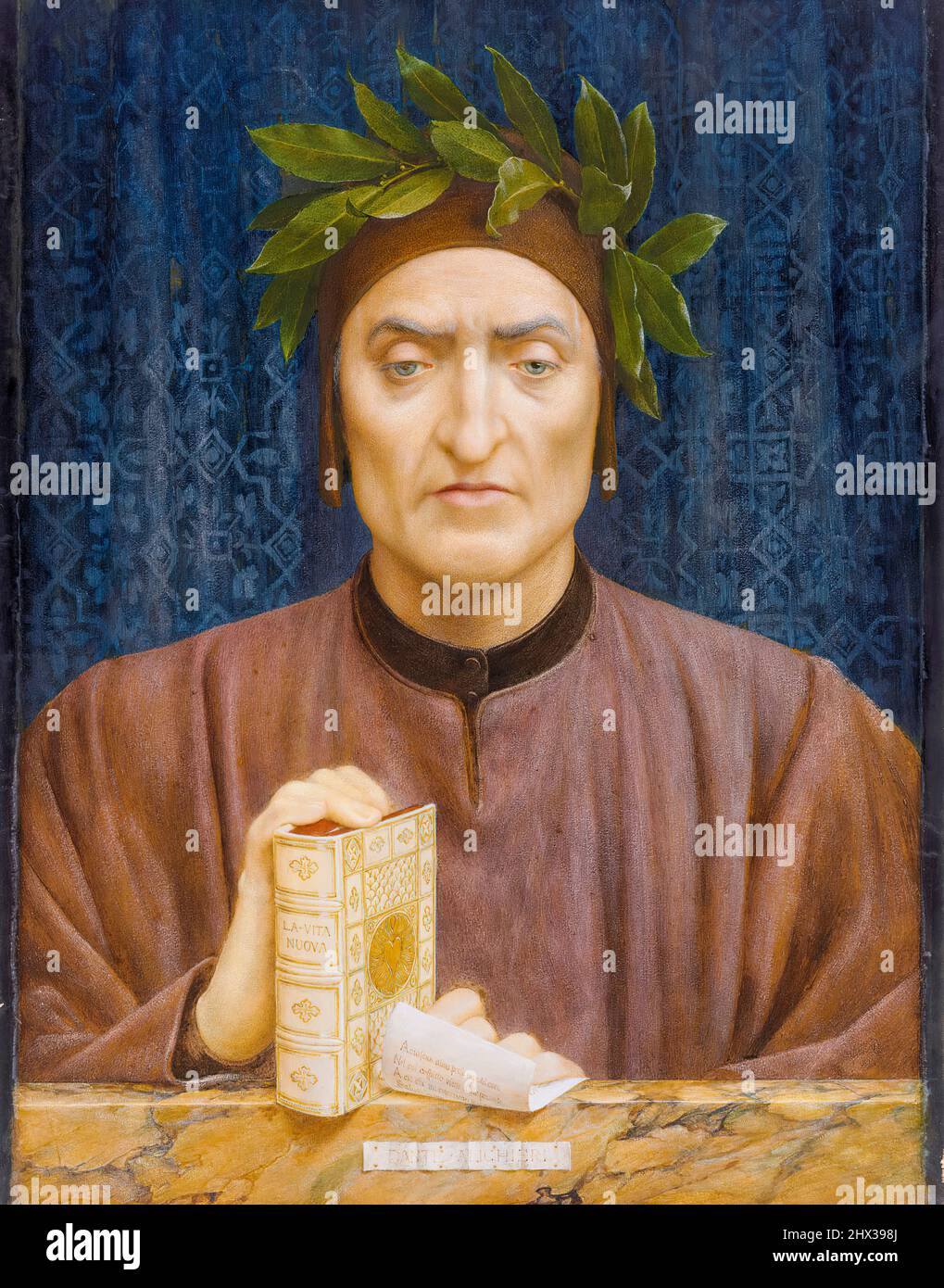 Dante Alighieri (circa 1265-1321), watercolour and bodycolour over pencil on paper, portrait painting by Henry James Holiday, before 1875 Stock Photo