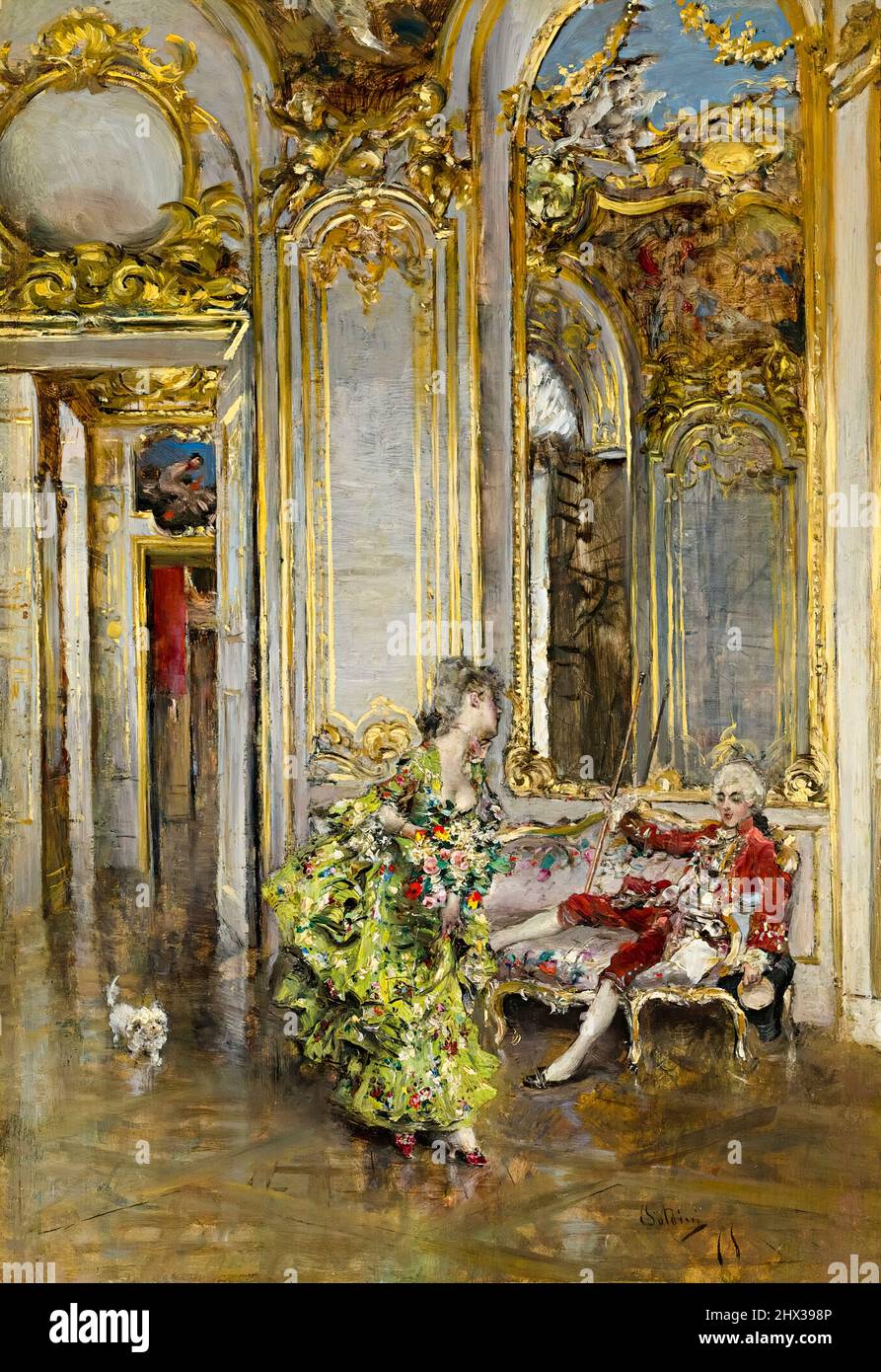 Giovanni Boldini, A friend of the Marquis, painting in oil on panel, 1875 Stock Photo