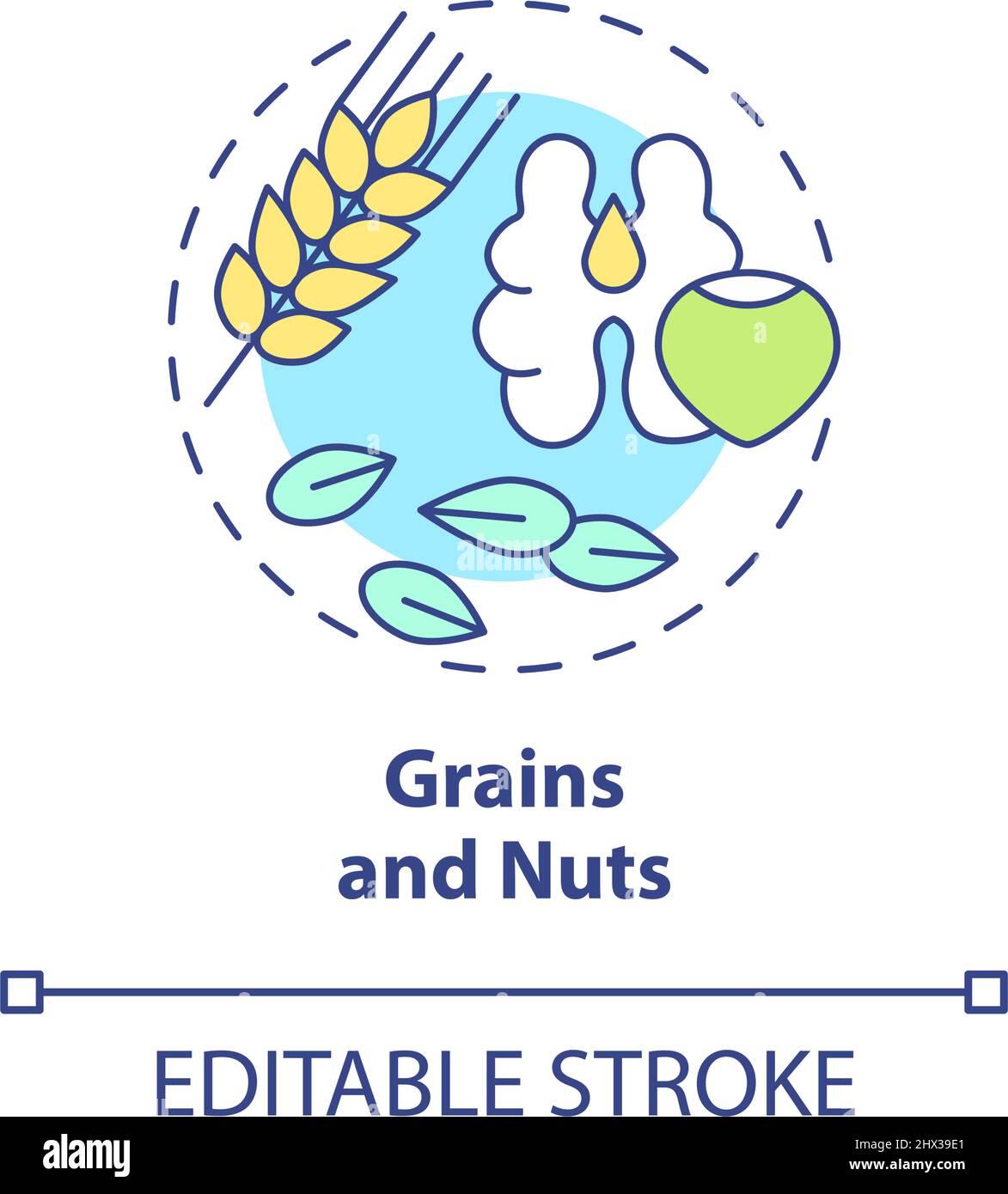 Grains and nuts concept icon Stock Vector