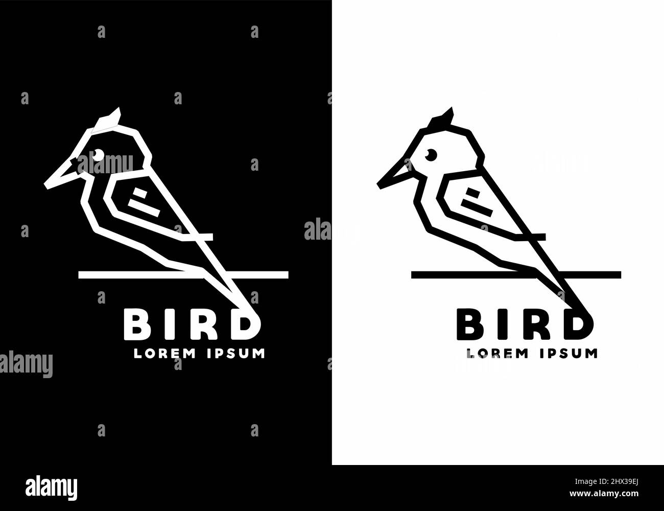 Stiff art style of black and white bird design Stock Vector