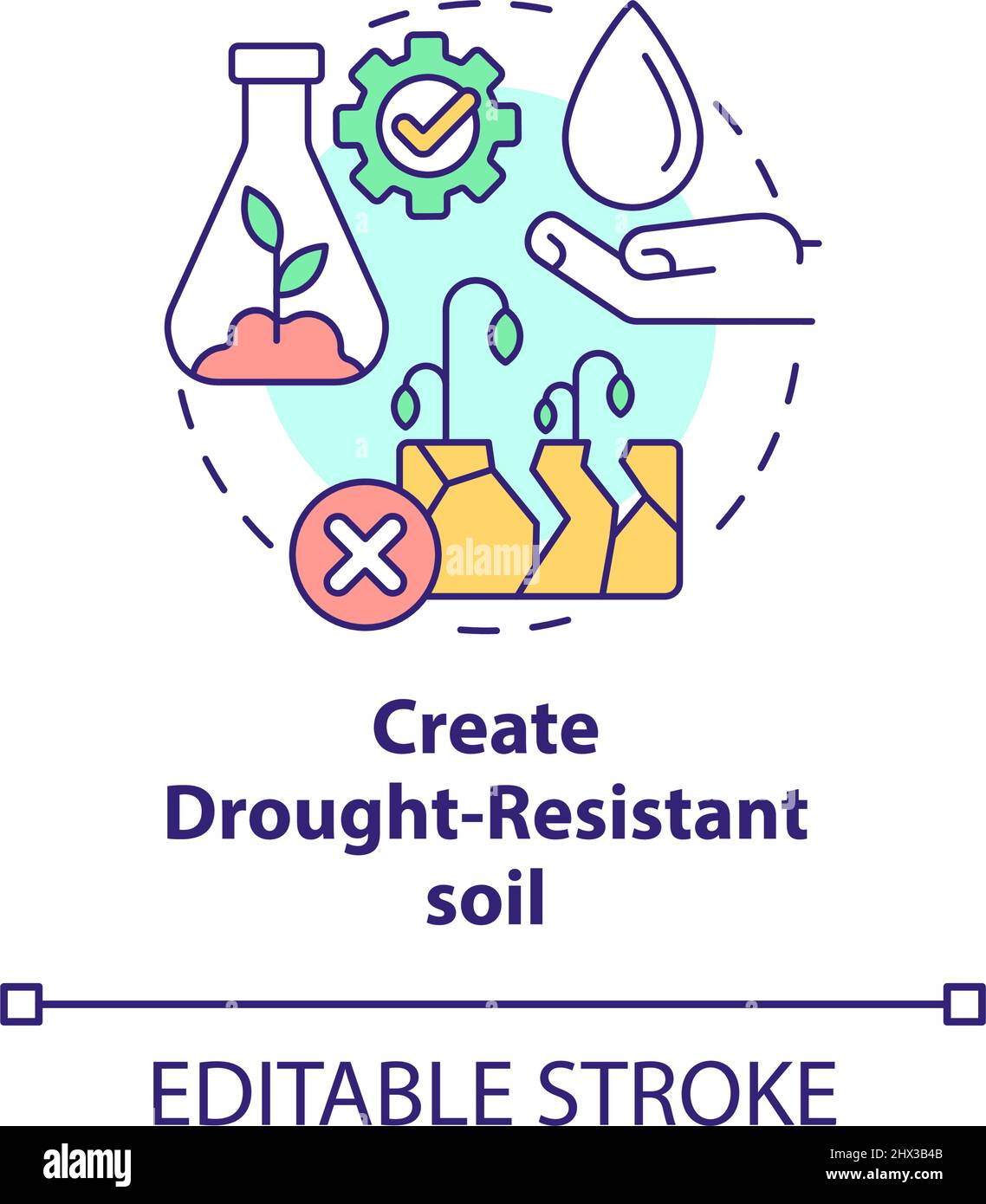 Create drought-resistant soil concept icon Stock Vector