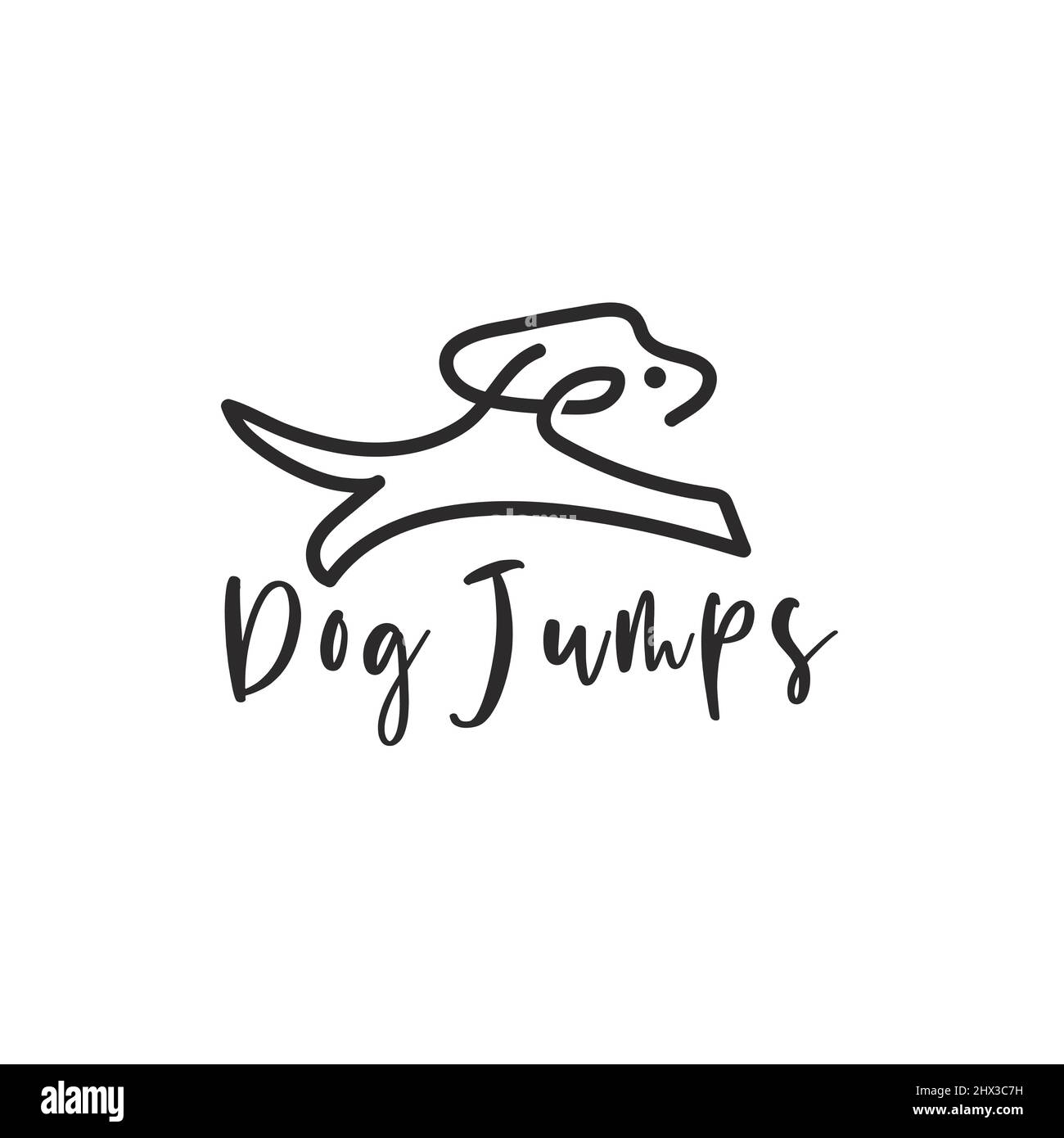Dog logo jumping line design style vector design Stock Vector