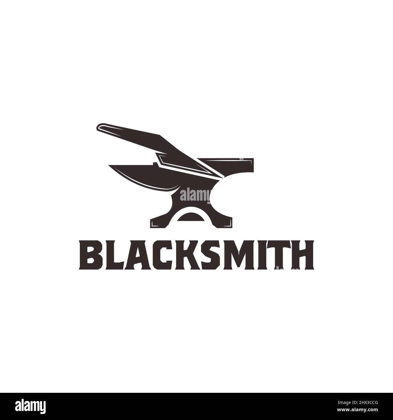 Blacksmith Iron Anvil Forge Foundry vintage logo vector silhouette,black background Stock Vector