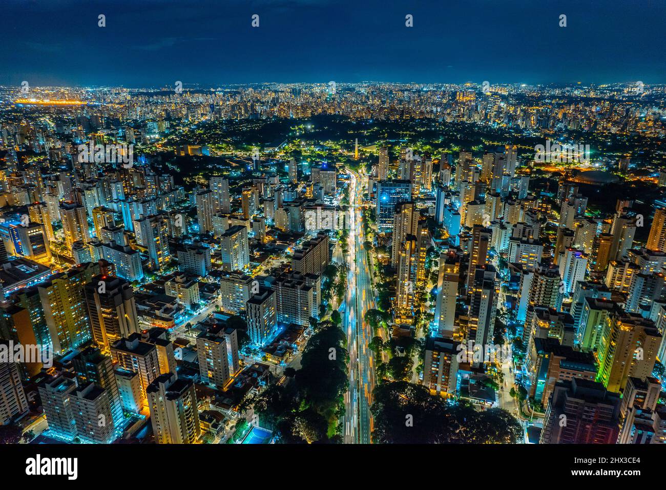 Sao Paulo Central Night Road Stock Photo