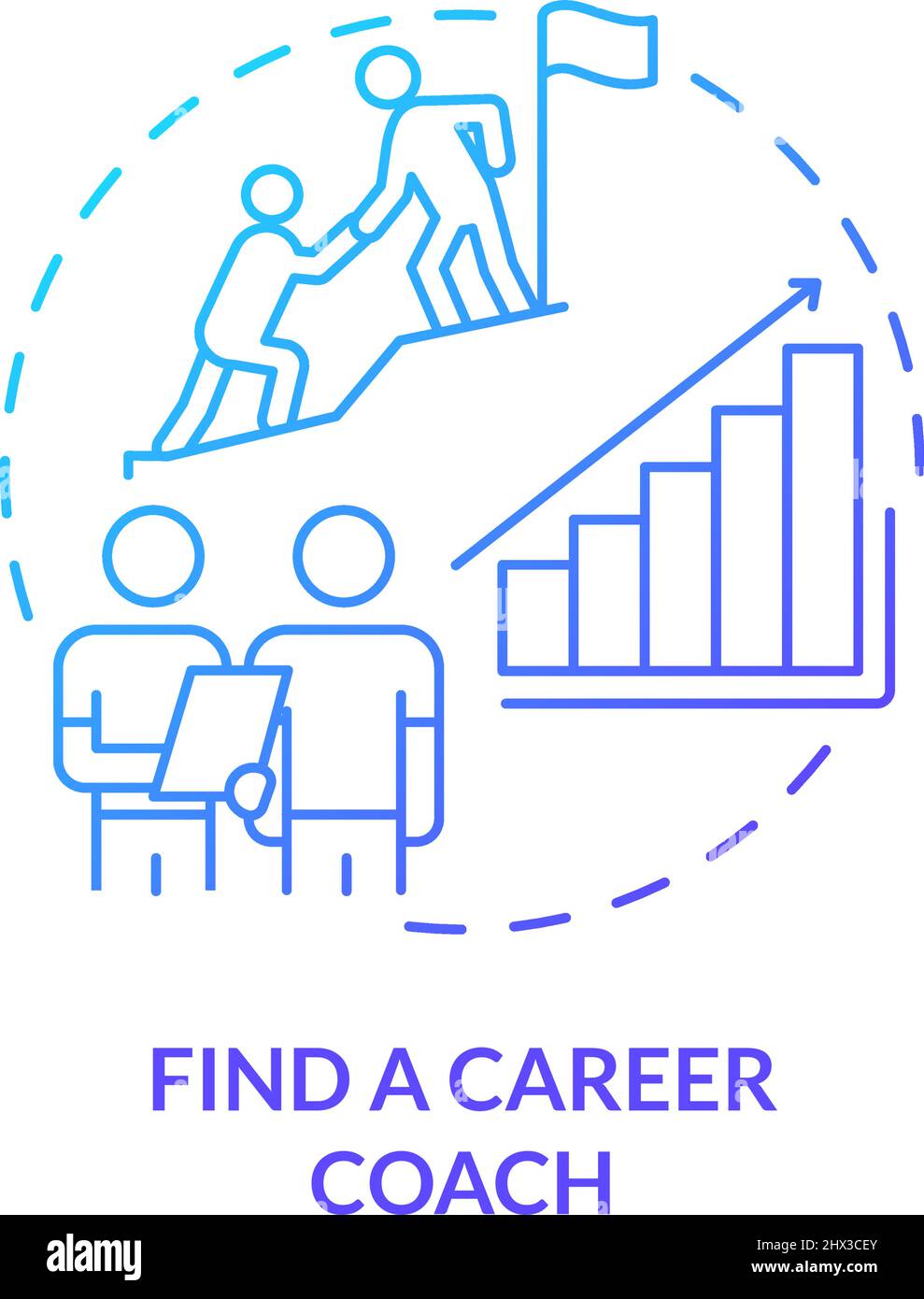 Find career coach blue gradient concept icon Stock Vector