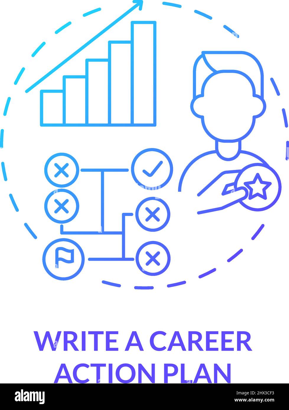 Write career action plan blue gradient concept icon Stock Vector