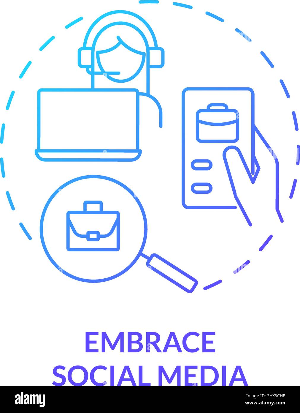 Embrace social media blue gradient concept icon Stock Vector