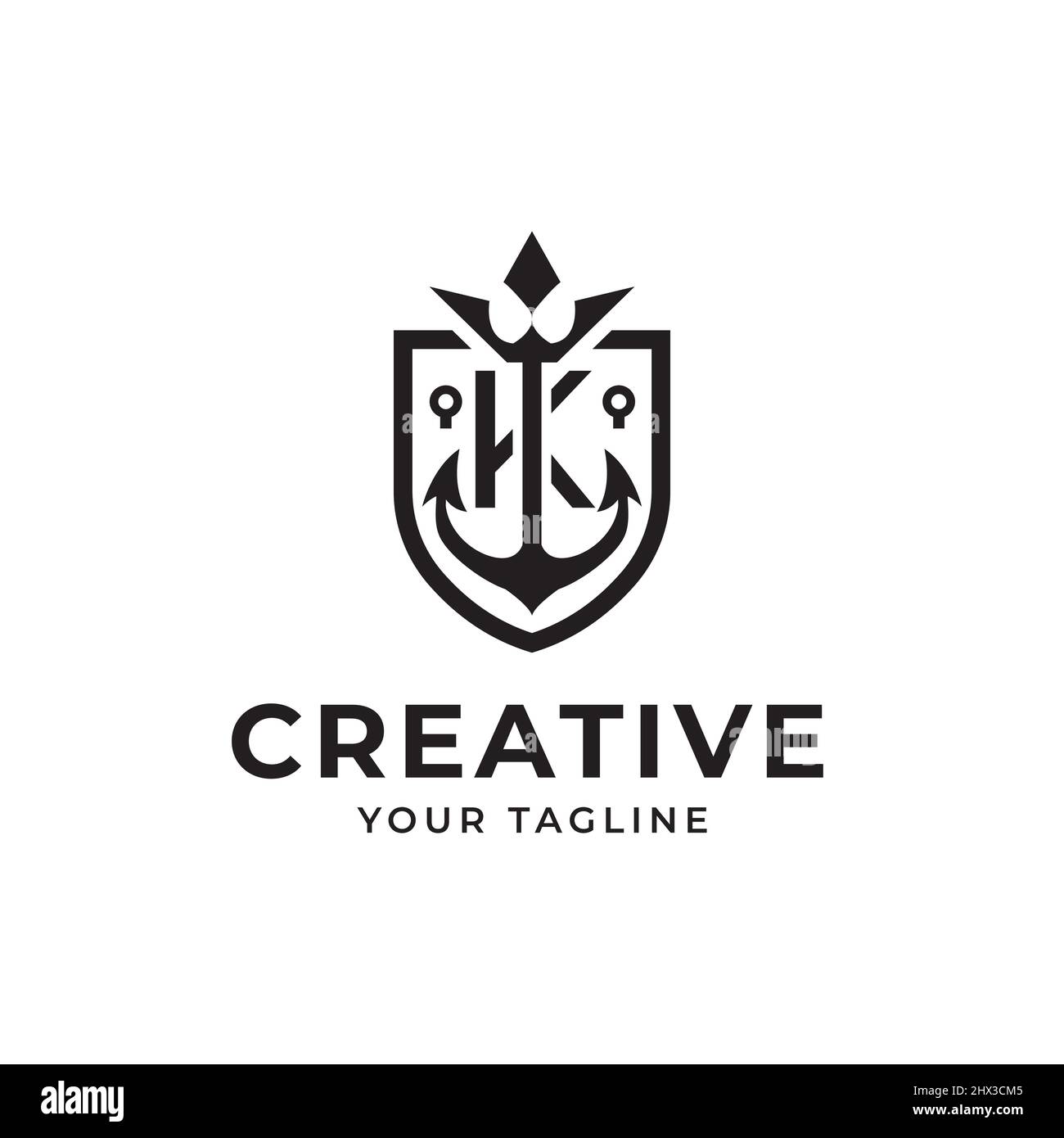 Letter K shield anchor creative logo,vector design template Stock Vector