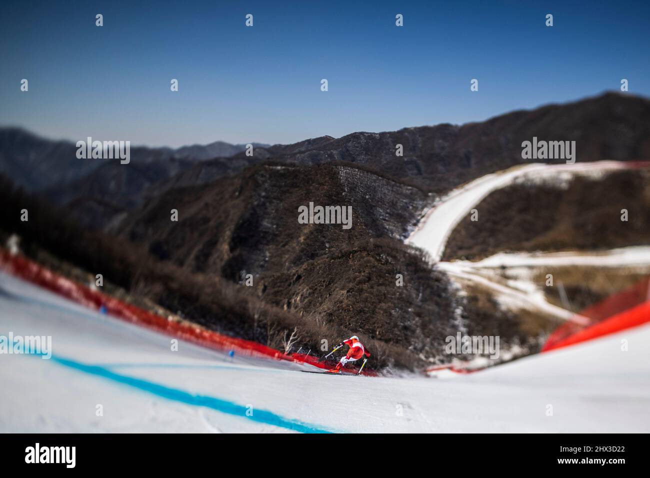 Yinqang (China) / 02.03.22  Impressionen der Rennstrecke beim 2.Training Para Alpine Skiing, Women’s Downhill Standing.   Credit: Mika Volkmann Stock Photo