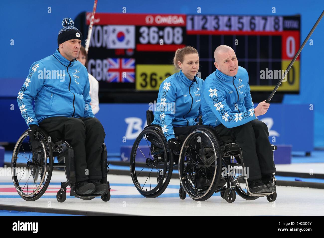 Beijing, China. 9th Mar, 2022. Mait Matas (R) of Estonia competes