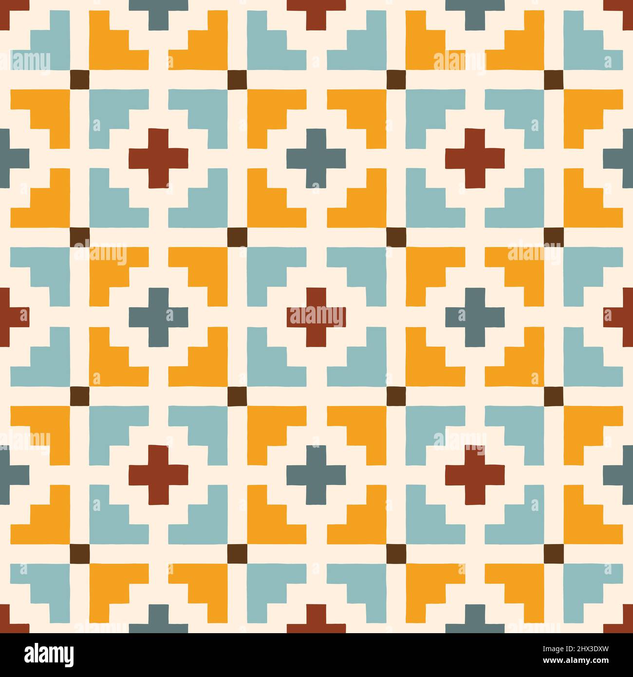 Hand Drawn Earthy Tones Tribal Vector Seamless Pattern. Navajo Graphic ...