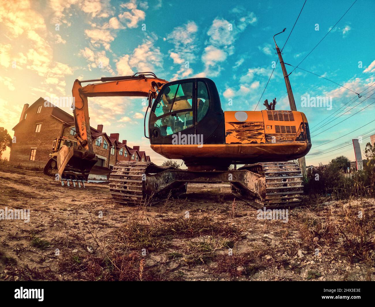 Photo Loader Excavator JCB 3C 14FT Yellow White background 3840x2400