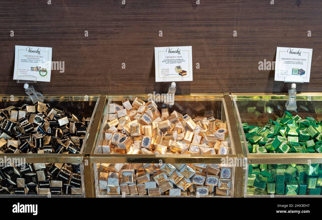 Las Vegas, NV December 15, 2021 Bins of Venchi 1878 wrapped