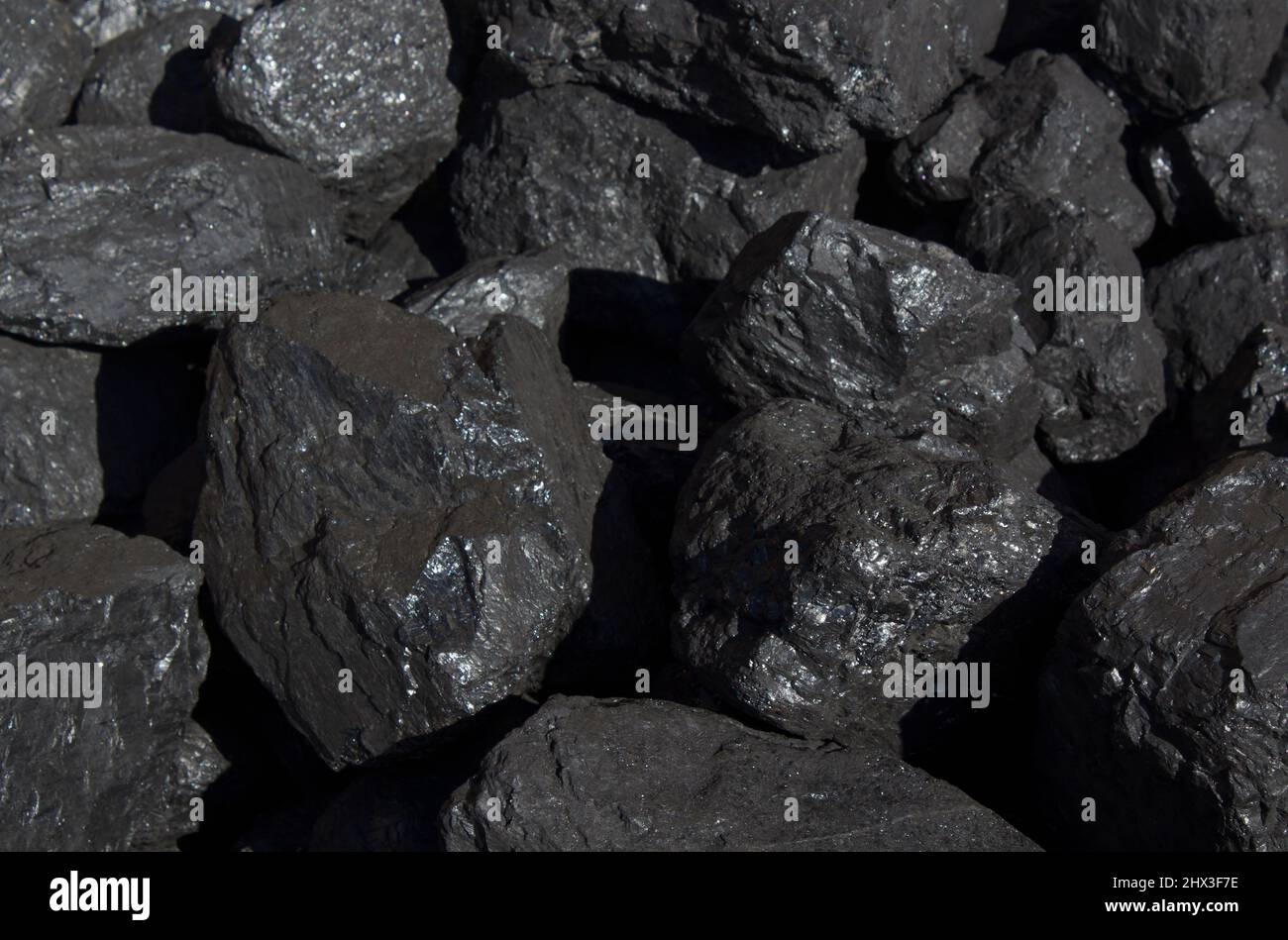 Coal pieces. Hard coal for heating the house.Energetic resources concept. Stock Photo