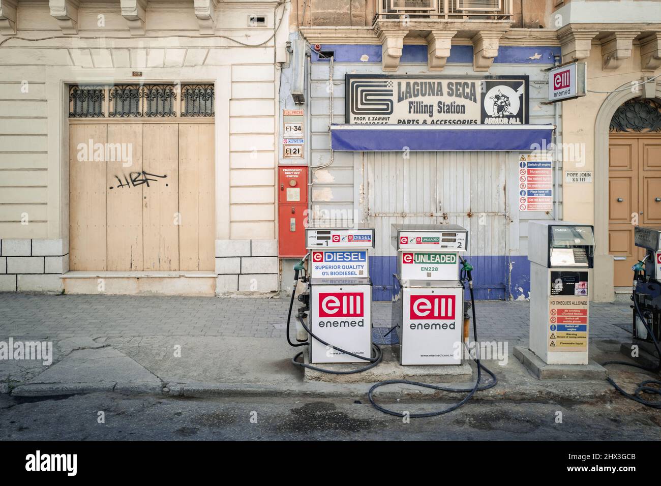 Local Petrol station in Malta island Stock Photo Alamy