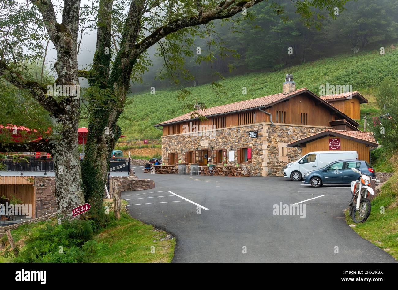 The Orisson albergue in the French Pyrenees mountains on the Camino de Santiago just outside of St Jean Pied De Port in France Stock Photo