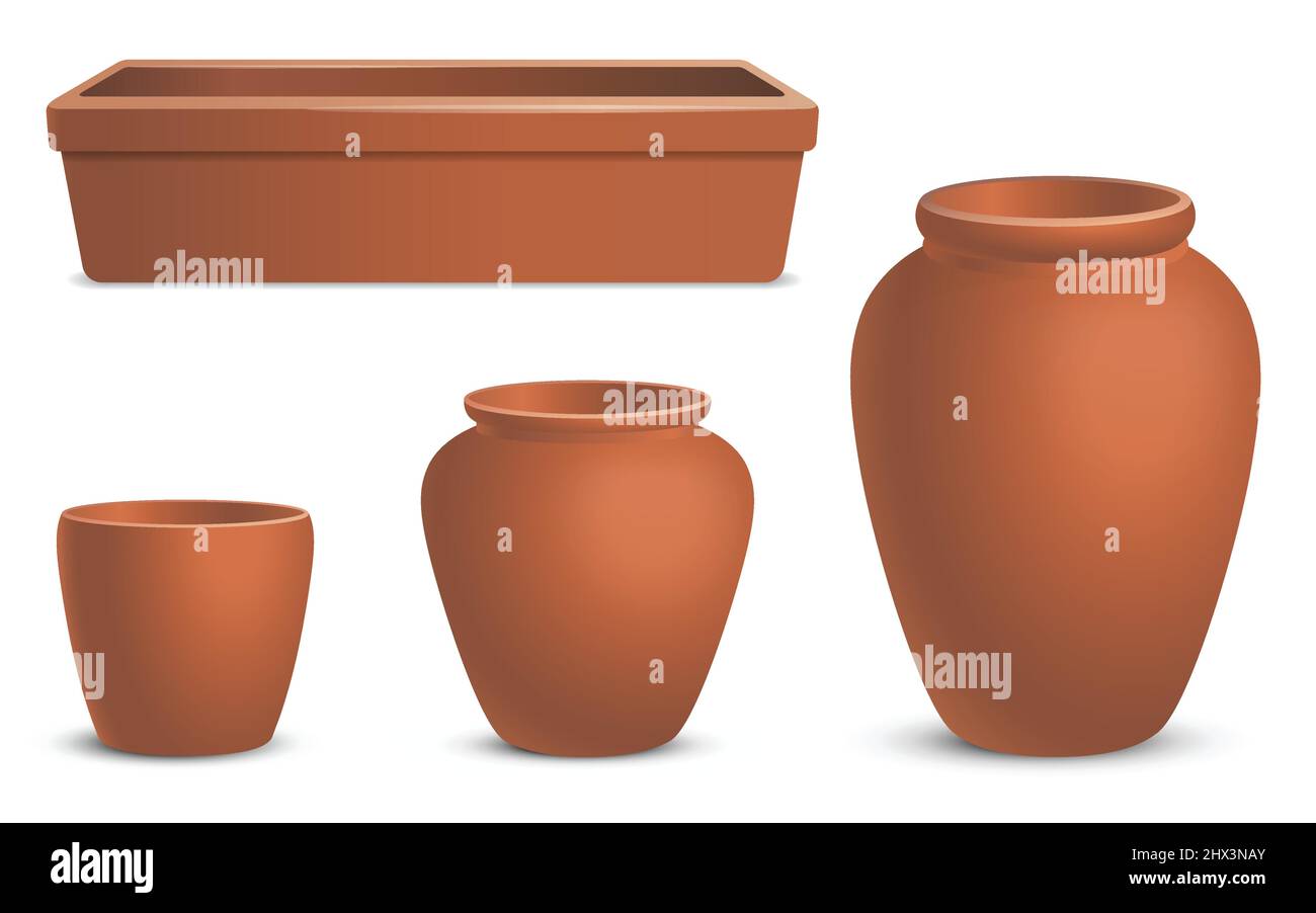 Set of brown clay pots Stock Vector Image & Art Alamy