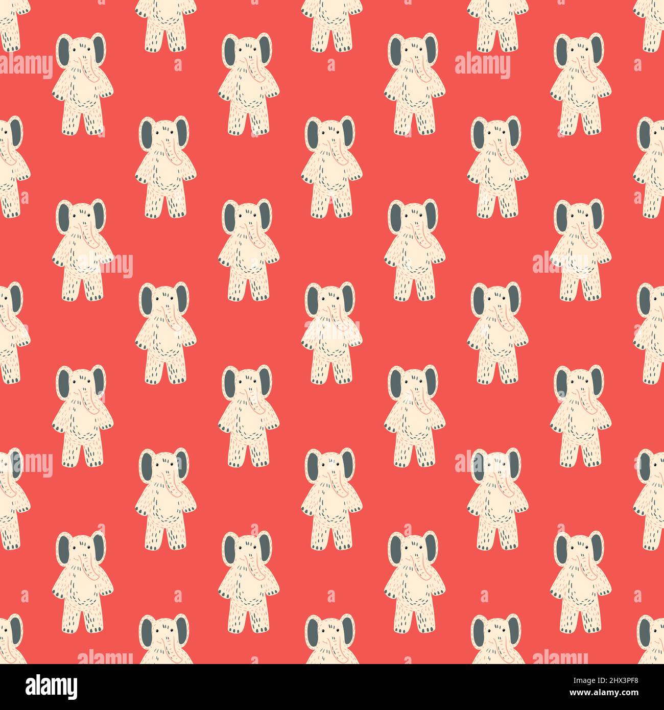Cute elephant toy seamless pattern. Funny child playthings in doodle ...