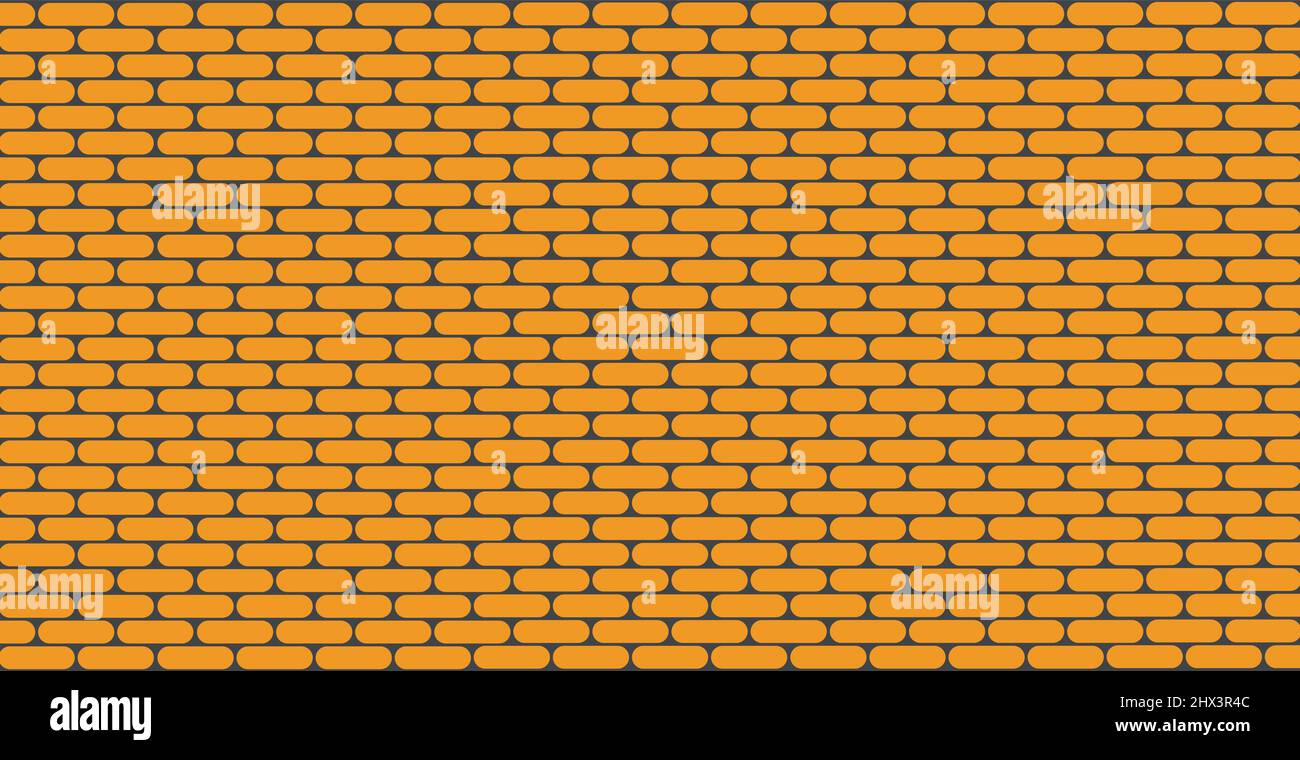 Panoramic background texture smooth orange brickwork - Vector illustration Stock Vector