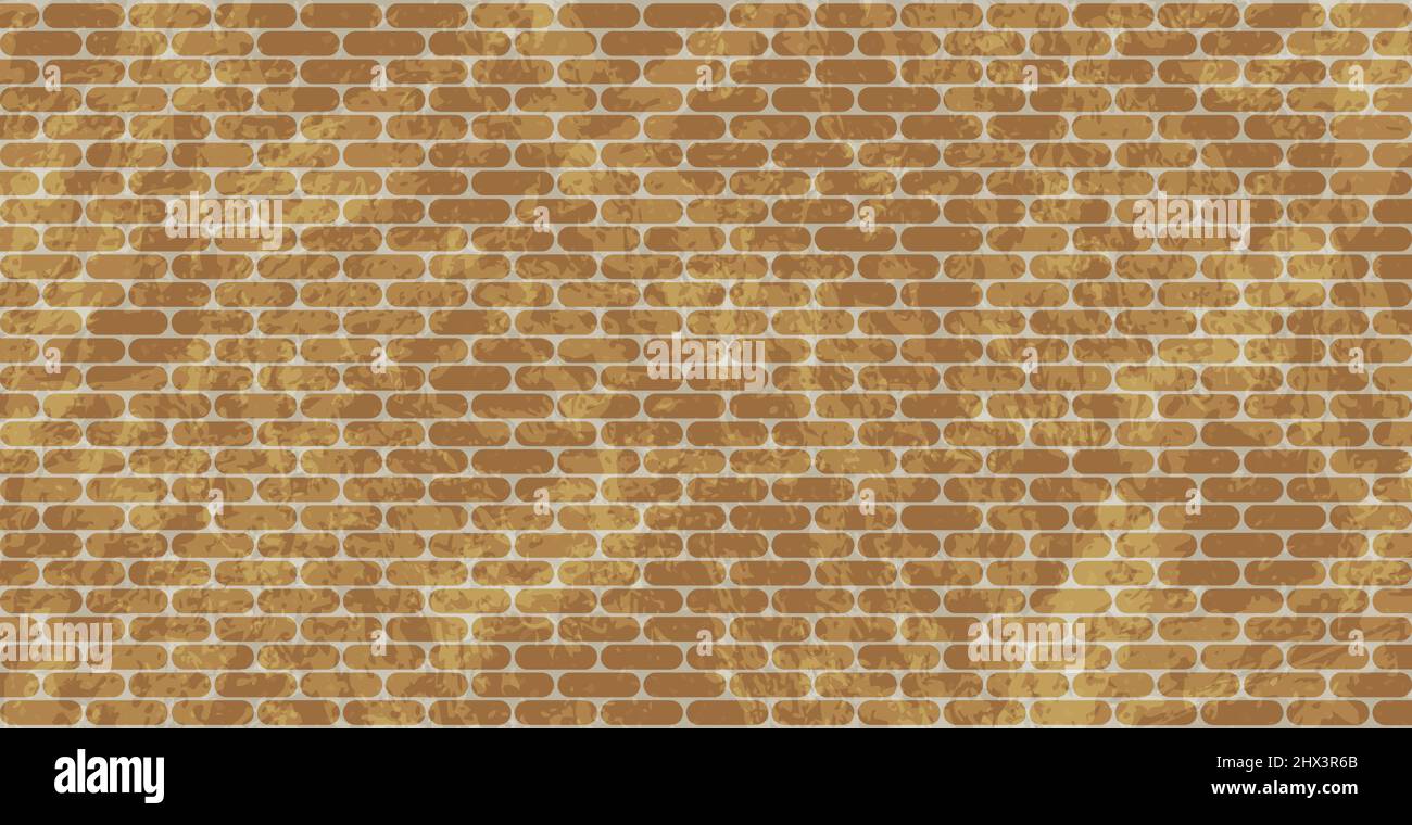 Panoramic background texture old red brickwork, peeling paint - Vector illustration Stock Vector