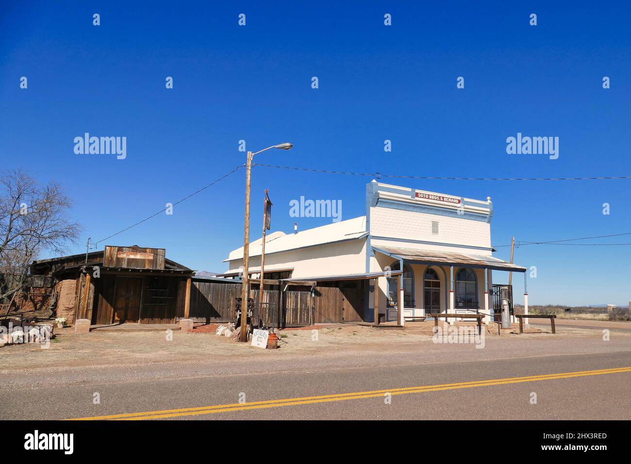 Former general store (1896) in Pearce, Cochise County, Arizona, USA, an almost deserted old mining town. Stock Photo