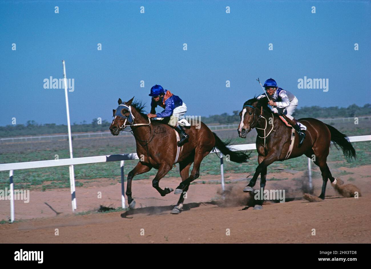 Australia. Queensland. Horse racing on dirt track. Stock Photo