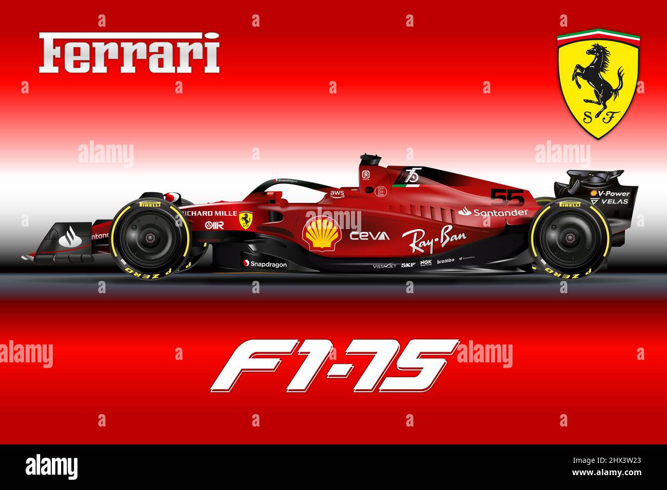Maranello, Modena, Italy, Ferrari F1 75 formula 1, Carlos Sainz