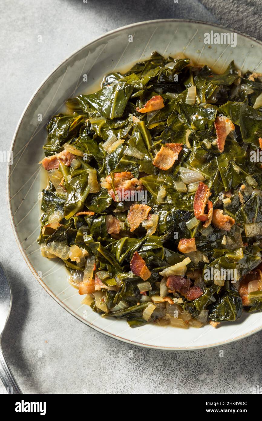 Homemade Southern Sauteed Collard Greens with Onion and Bacon Stock ...
