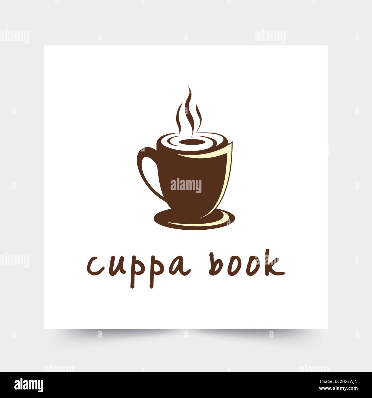 Simple and creative cup and book logo design Stock Vector