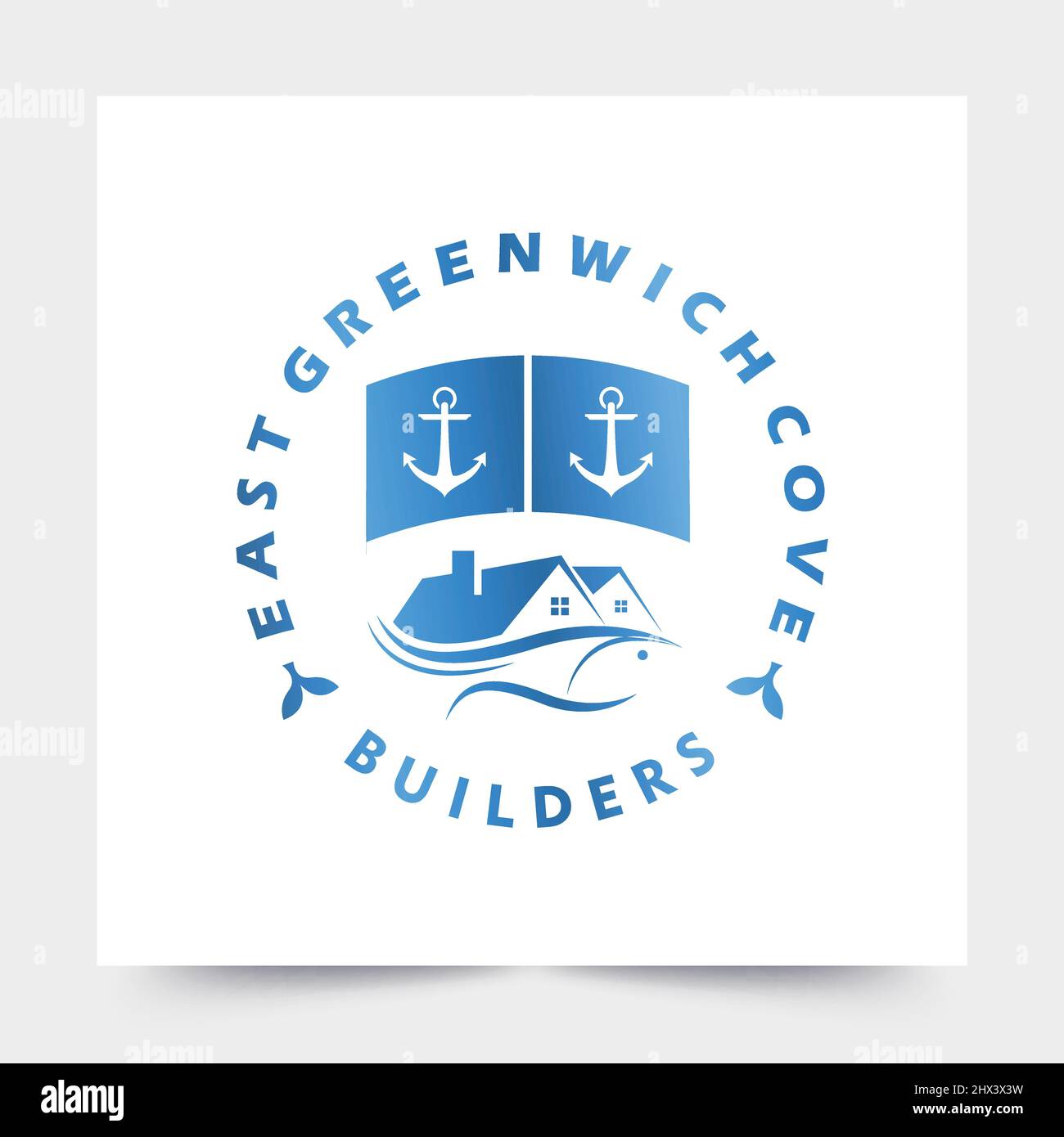 simple and modern logo seaside housing Stock Vector
