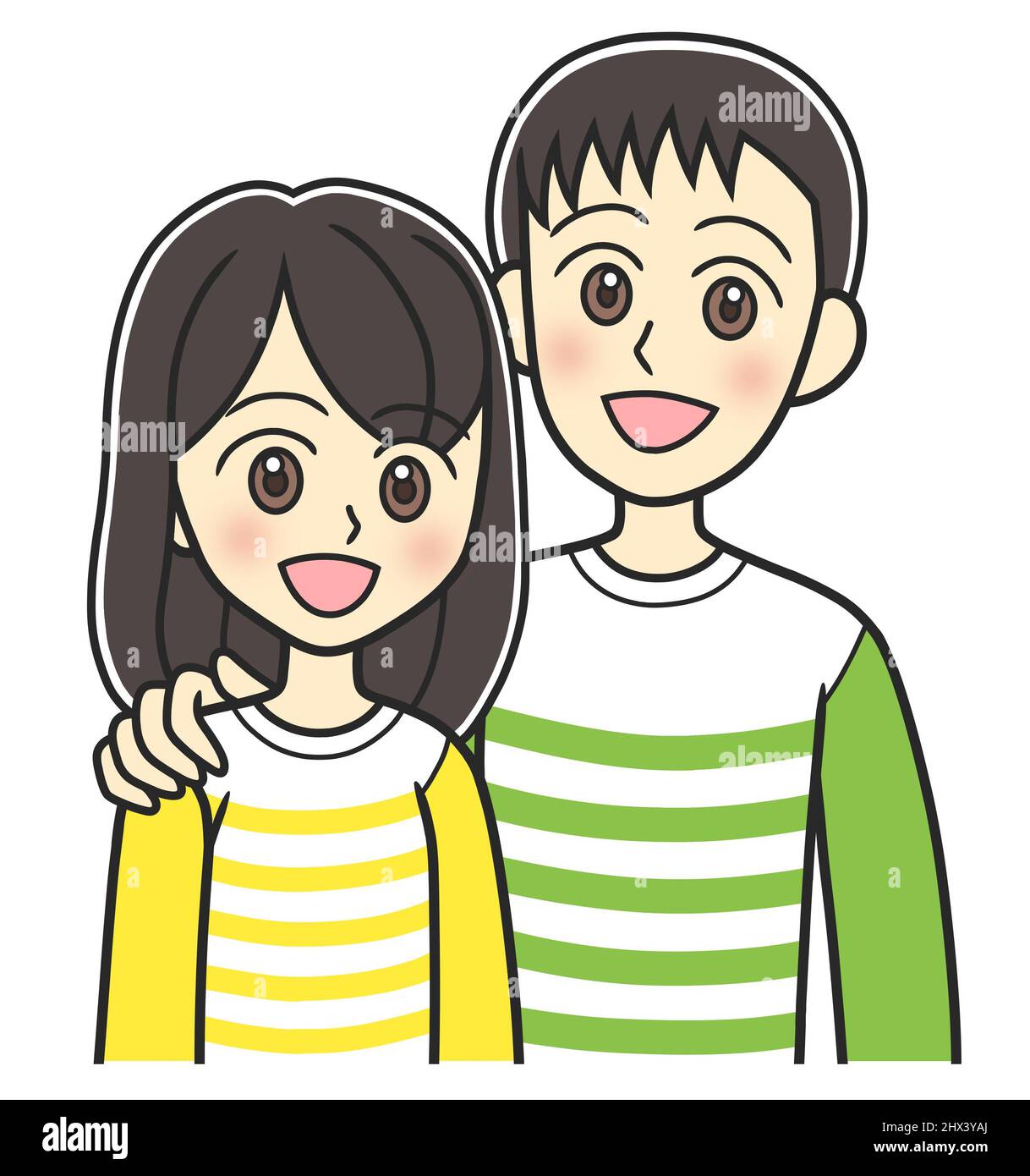A young couple in matching clothes sticking together Stock Photo Alamy