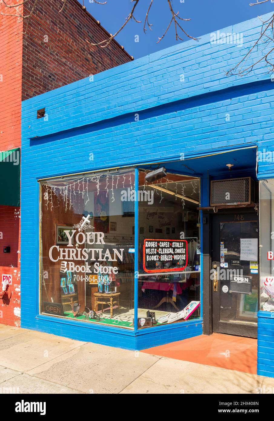 GASTONIA, NC, USA-3 MARCH 2022: Your Christian Book Store, showing facade and entrance. Stock Photo